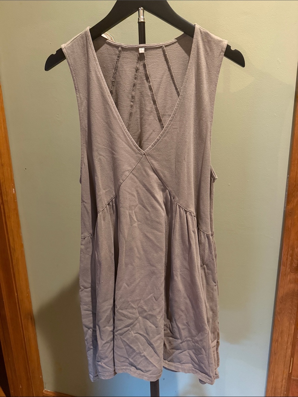 Sleeveless V-Neck Casual Mini Dress/ Tunic Top - Stone Gray